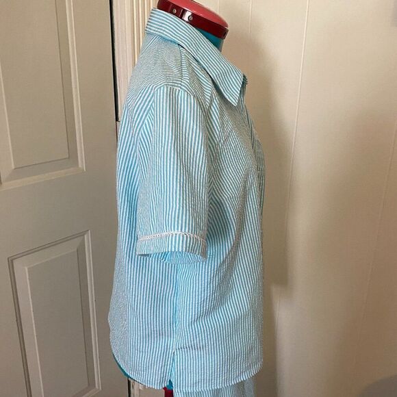 Alfred Dunner 2 Pc Pinstripe Short Sleeve Top & Capri Women Size LP - Picture 6 of 12